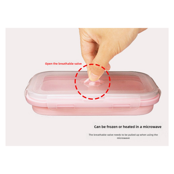 Elosung Blue Collapsible Silicone Bento Box Set 4 Piece Food Grade Microwave & Freezer Safe Lunch Lunchboxes