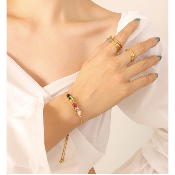 Contrast Zircon Titanium Steel Bracelet Bracelets