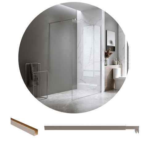 Della Francesca 100X200cm Single Shower Glass Screen With Nickel Wall Channel & Square Pole Shower Enclosures