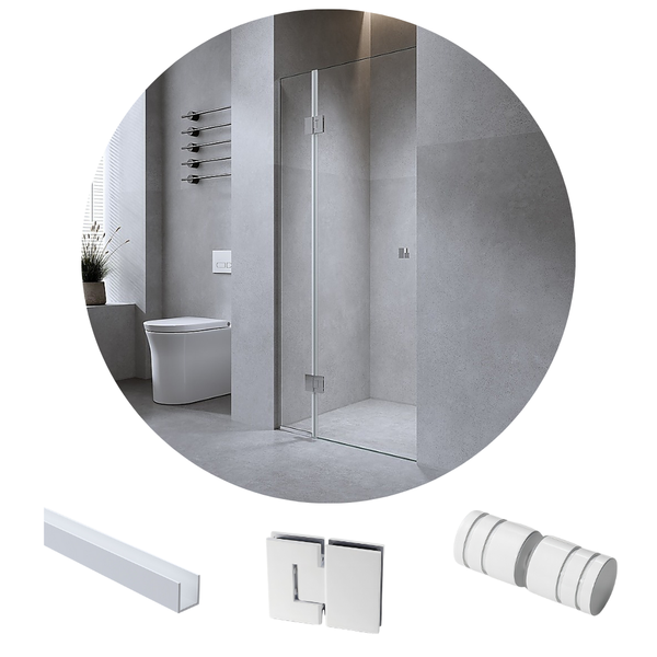 Della Francesca 110Cm Wall To Frameless Shower Screen With White Channel And Ss Hinges Round Knob Handle Shower Enclosures