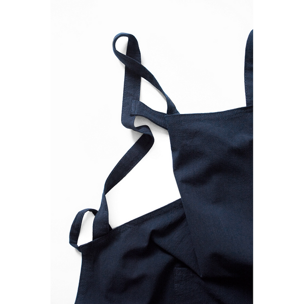 Navy Blue Cotton Linen H Back Apron Solid Color Kitchen Cooking With Pocket Aprons
