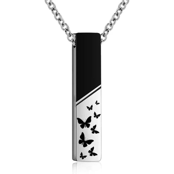 Veile Studios Cremation Jewelry Urn Necklace For Ashes Bar Butterfly Pendant Stainless Steel Locket Necklaces & Pendants