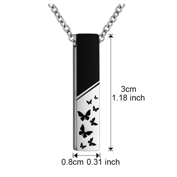 Veile Studios Cremation Jewelry Urn Necklace For Ashes Bar Butterfly Pendant Stainless Steel Locket Necklaces & Pendants