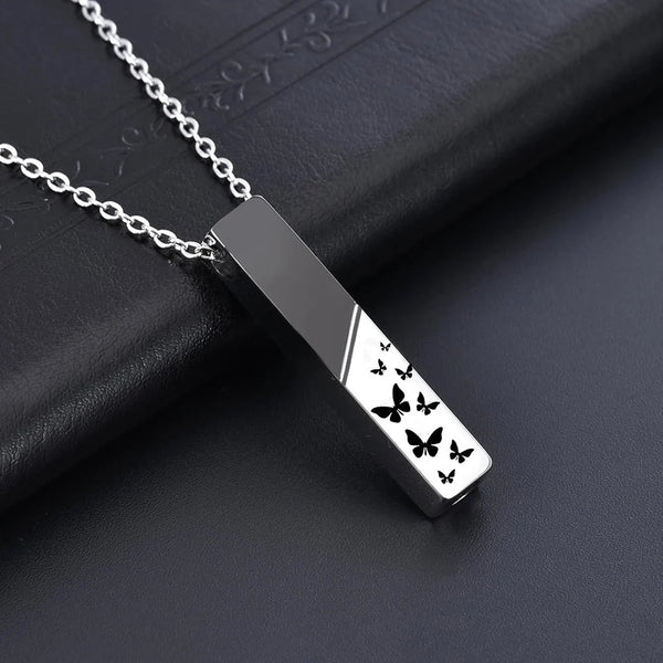Veile Studios Cremation Jewelry Urn Necklace For Ashes Bar Butterfly Pendant Stainless Steel Locket Necklaces & Pendants
