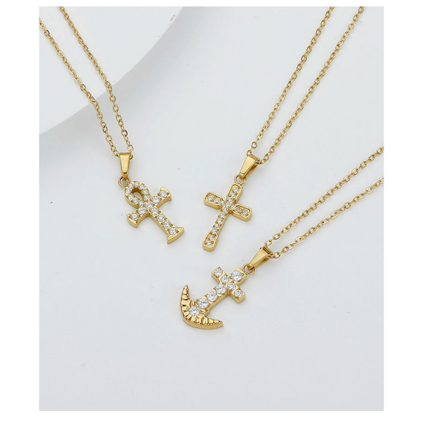 Cross Necklace For Women Simple And Colorfast Zircon Stainless Steel Collarbone Chain Titanium Necklaces & Pendants