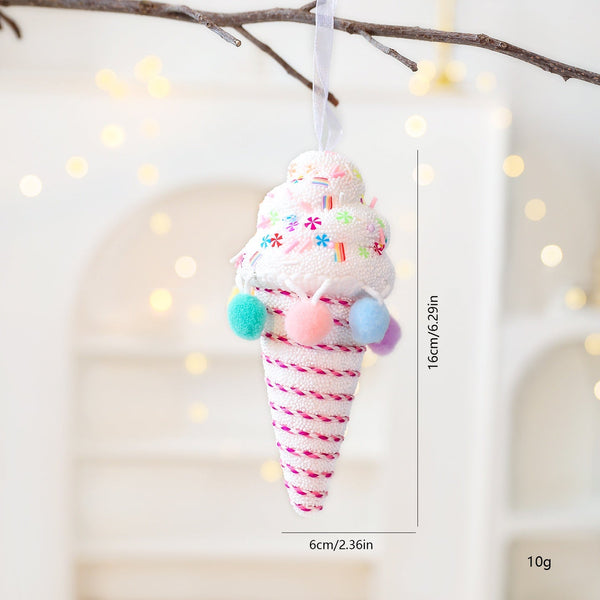 Saint Yuan New Christmas Macaron Foam Hanging Decor Ice Cream Candy Tree Decoration Home Window Display Ornament Seasonal Decorations