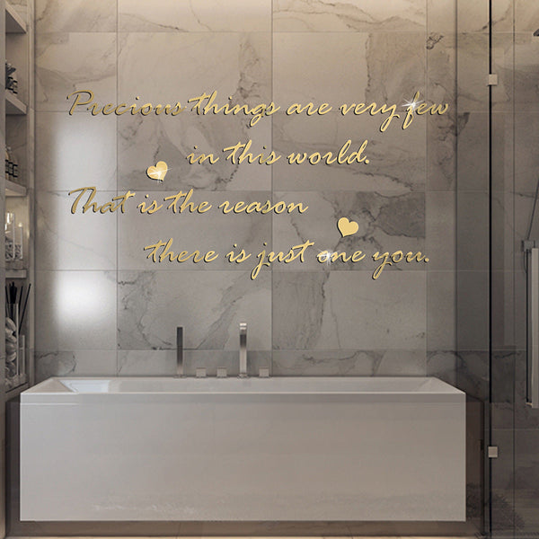 Precious English Letter Acrylic Mirror Surface Sticker Literary Sentence Background Wall Decoration Self Adhesive 3D Wall Decals & Stickers