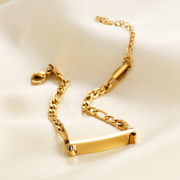 Customizable Children's Smooth Strip Stainless Steel Curved Bracelet With Adjustable 16+4Cm Bracelets