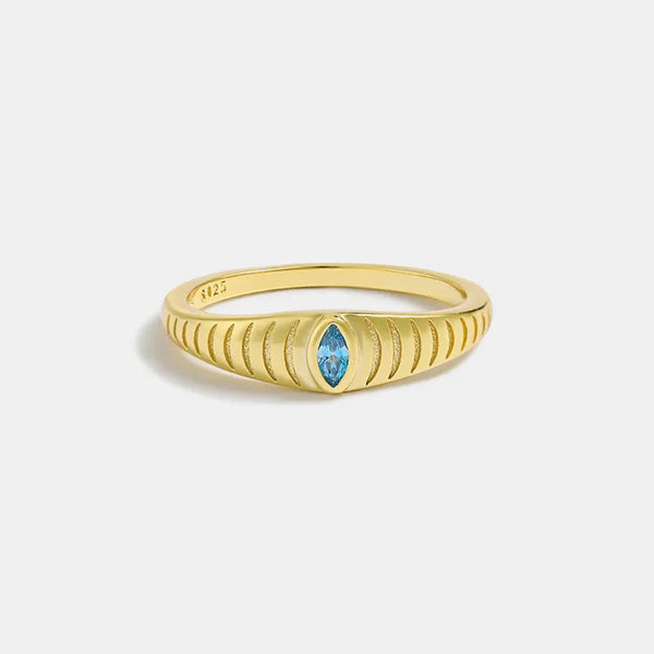 925 Sterling Silver Inlaid Zircon Ring Rings
