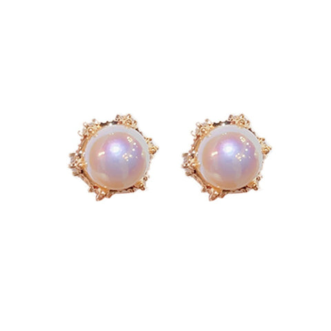 Veile Studios Small And Exquisite Retro Macbeth Pearl Zircon Made From Copper Earrings