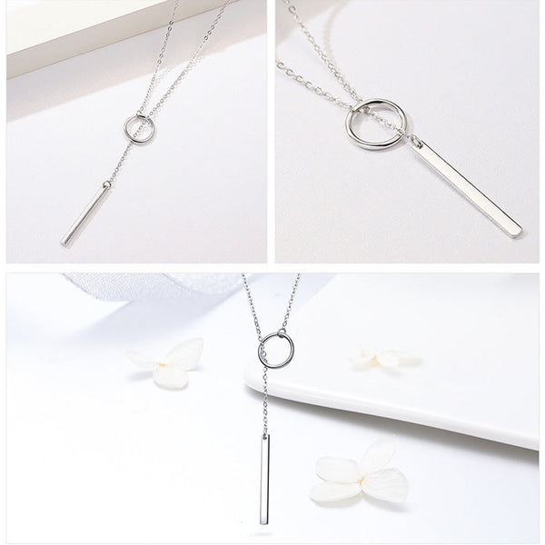 Simple Round And Bar Necklace S925 Sterling Silver Necklaces & Pendants