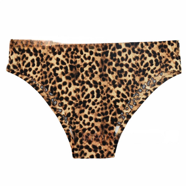 Foreign Trade Ice Silk Underwear Cotton Crotch Low Waist Leopard Print  Plus Size Seamless Panties