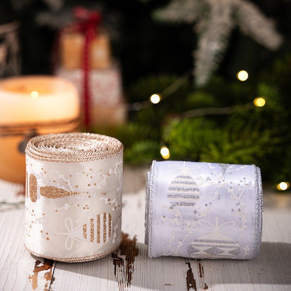 Christmas Tree Ribbon Roll Diy Decorative Bow Satin Silver Decoration Seasonal Decorations