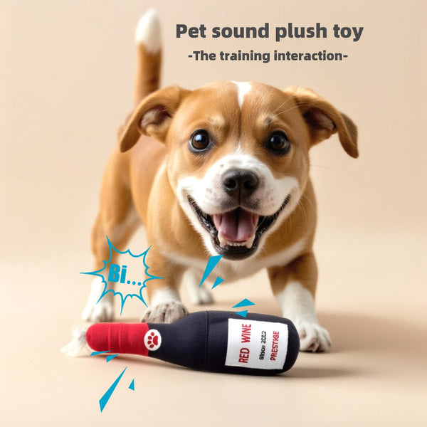 Dog Toy Realistic Wine Bottle Chew Resistant Self Entertainment Plush For Cats And Dogs Teeth Cleaning Sound Making Dog Toys