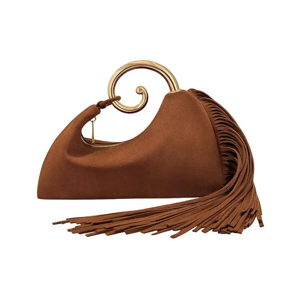 Winter Women's Bag Fashionable Synthetic Suede Purse With Leather Tassels Elegant Outdoor Travel Women's Bags & Handbags