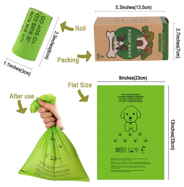 Biodegradable Pet Waste Bags Corn Starch Pla Degradable Poop 4 Pack Box Set Pooper Scooper & Bags