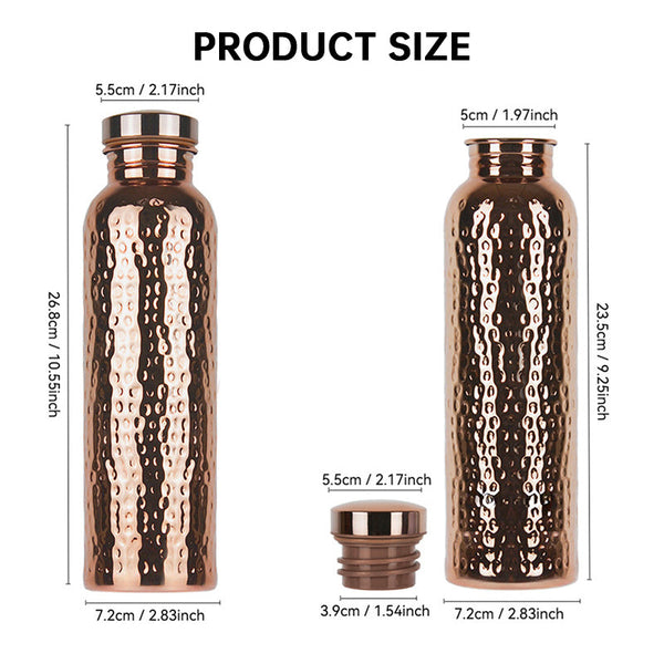 800Ml Copper Hammer Pattern Water Bottle: Leakproof For Sports/Outdoor/Cycling/Gym/Fitness/Travel Water Bottles & Vacuum Flasks