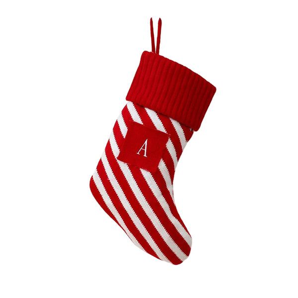 Festive Large Letter Christmas Stocking Red And White Stripe Tree Ornament Creative Holiday Decoration Seasonal Decorations