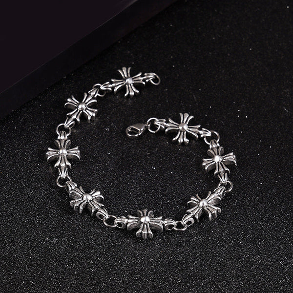 Cross Antique Copper Silver Plated Bracelet Bracelets