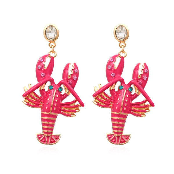 Veile Studios And American Creative Alloy Oil Drop Diamond Lobster Shaped Earrings
