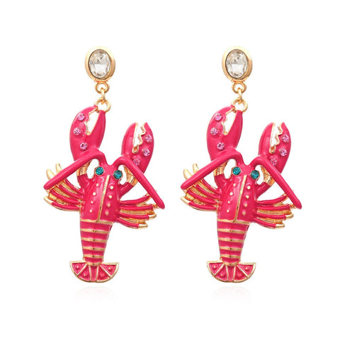 Veile Studios And American Creative Alloy Oil Drop Diamond Lobster Shaped Earrings