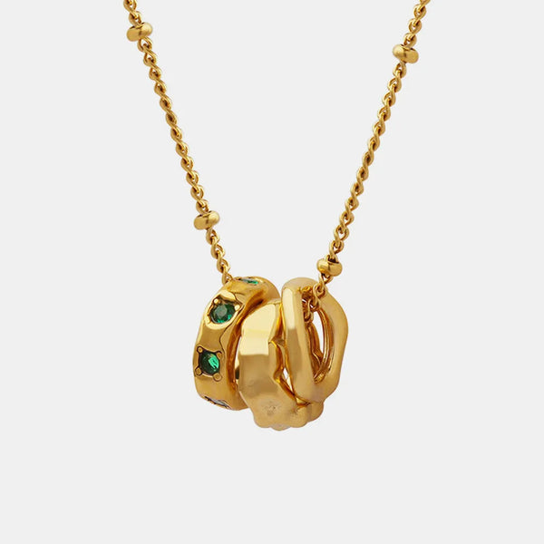 Fashion Ol Titanium Steel Pendant Inlaid With Zircon Accessories Versatile Three Ring Buckle Necklace For Women Necklaces & Pendants