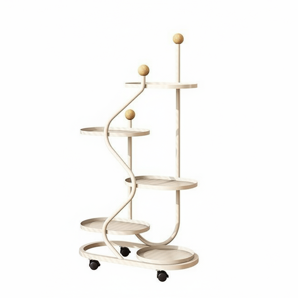 Mobile Flower Stand With Wheels Multi Layer Metal Plant Shelf For Living Room And Balcony Floor Standing Planter Rack Plant Stands