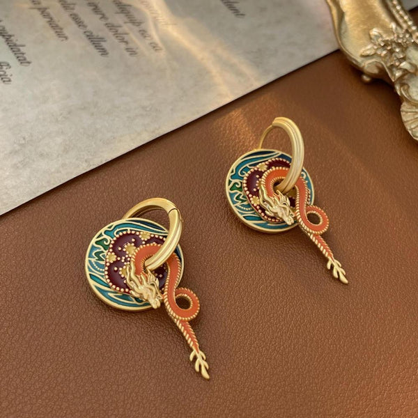 Veile Studios Style Palace Dragon Shaped For Women In Copper Material Earrings