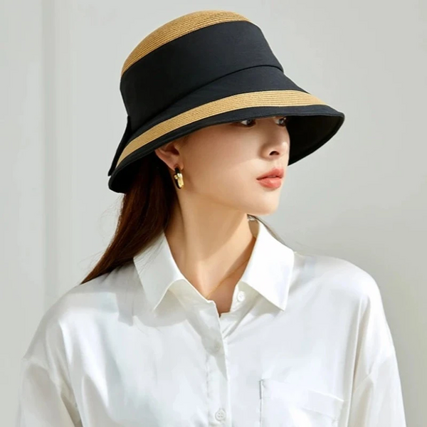 Luna&Dolphin Women Summer Big Eaves Basin Cap Sun Hat Hair Band Collapsible Nature Seaside Vacation Sunscreen Beach Hats