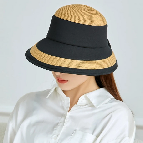 Luna&Dolphin Women Summer Big Eaves Basin Cap Sun Hat Hair Band Collapsible Nature Seaside Vacation Sunscreen Beach Hats