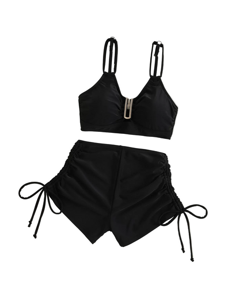 Drawstring Briefs Separated Swimsuit For Women Swimwear