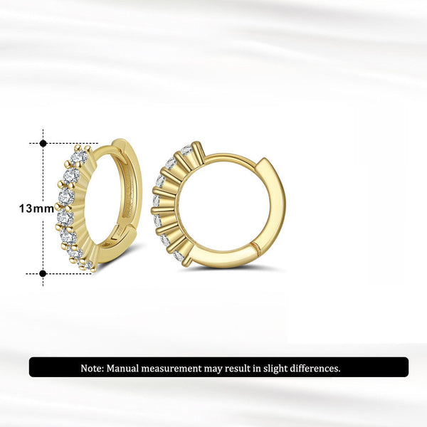 Veile Studios S925 Sterling Silver Plated Gold Simple Bright Geometric With Cubic Zirconia Earrings