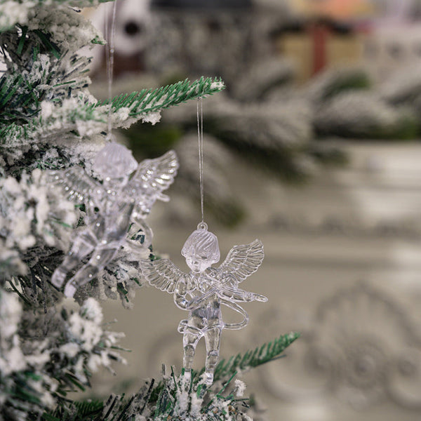 4Pc Christmas Decorations Ornaments Transparent Acrylic Angel Tree Creative Ice Cone Home Seasonal Decorations