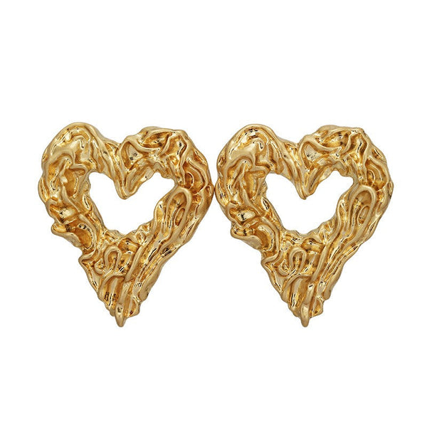 Veile Studios Exaggerated French Retro Volcanic Lava Zinc Alloy Versatile For Women Earrings