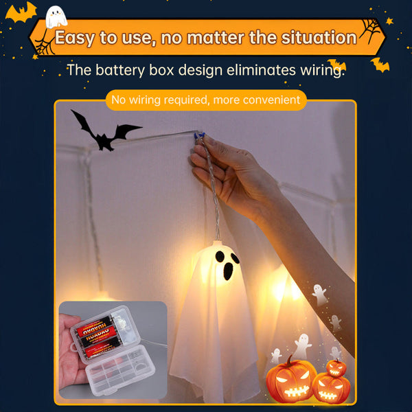 Halloween Ghost Lights 8 Mode Waterproof String For Indoor/Outdoor Party Haunted House Fireplace Porch Seasonal Decorations