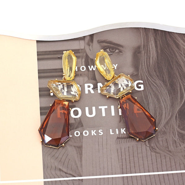 Veile Studios Retro Style Transparent Resin Irregular Geometric Women Jewelry Earrings