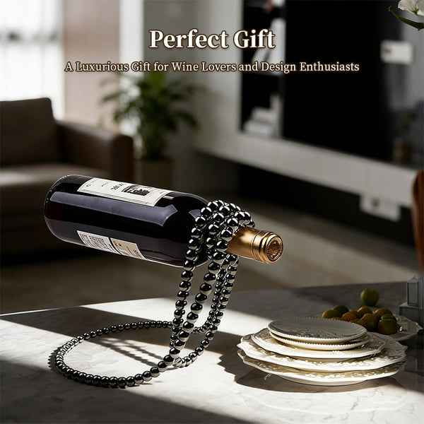 Metal Wine Rack With Pearl Necklace Design Creative Magic Floating Bottle Holder Racks