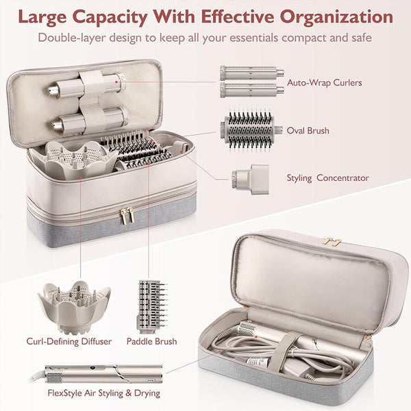 2 Layer Waterproof Case For Hair Stylers (Fit Shark Flexstyle Dyson Airwrap Revlon Etc.) Storage Bags