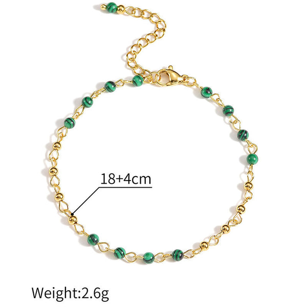 Retro Style Bead Splicing Women's Bracelet Light Luxury Niche Simple Temperament Stainless Steel Jewelry Bracelets