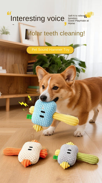 Dog Hammer Toy Self Entertainment Durable Chew Rope Knot With Sound For Small Dogs Golden Retriever Teddy Pet Supplies Dog Toys