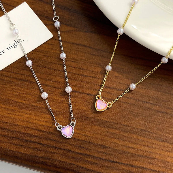 Gold Color Simple Love Heart Pendant Necklace For Women Girl Clavicle Chain Choker New Fashion Trend Jewelry Party Gifts Necklaces & Pendants