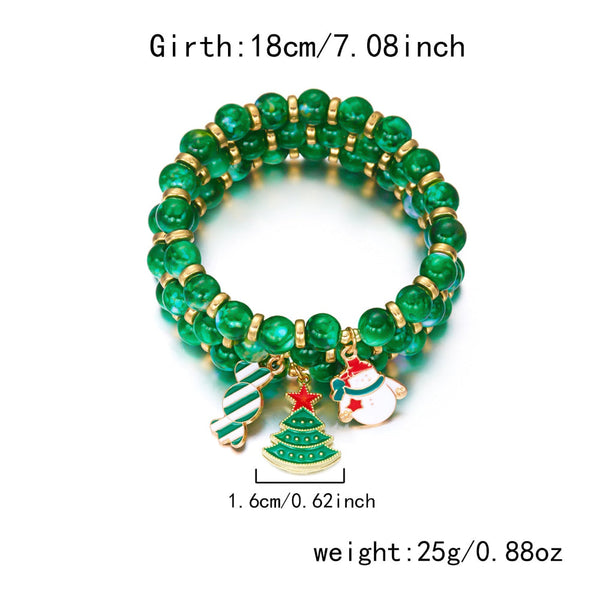 Creative Colorful Santa Claus Snowman Reindeer Beaded Stackable Bracelet Fashion Gift Bracelets