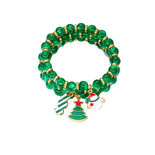 Creative Colorful Santa Claus Snowman Reindeer Beaded Stackable Bracelet Fashion Gift Bracelets