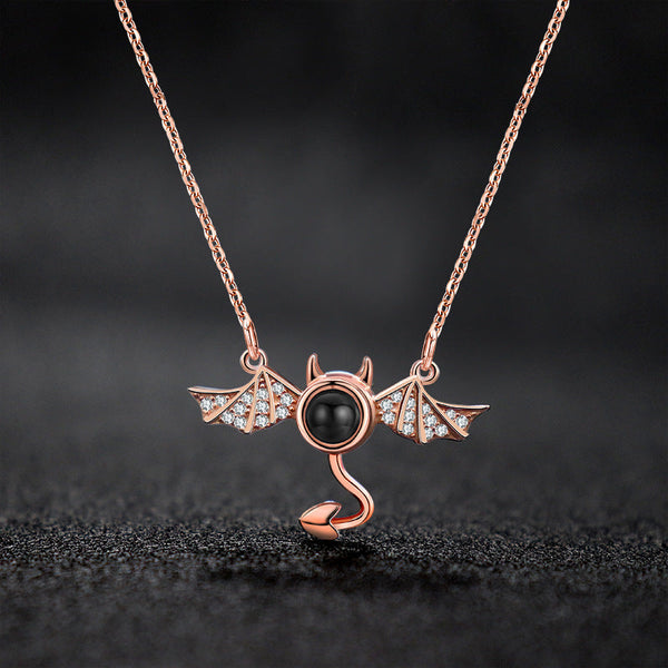 100 Languages I Love You Projection Necklace Female Demon Niche European And American Design Collarbone Chain Jewelry Necklaces & Pendants