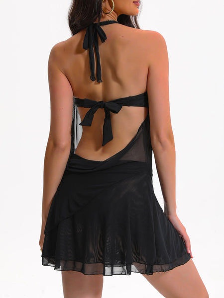 New And American Style Bikini Mesh Cover Up Three Piece Set  Tube Top Separated Swimsuit Swimwear