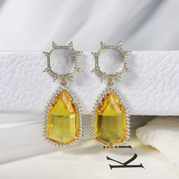 Veile Studios Fashionable Elegant Geometric Star Treasure Micro Paved Zircon Earrings