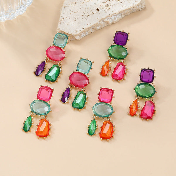 Veile Studios Exaggerated Multi Layered Geometric Colour Matching For Women Fashion Jewellery Earrings
