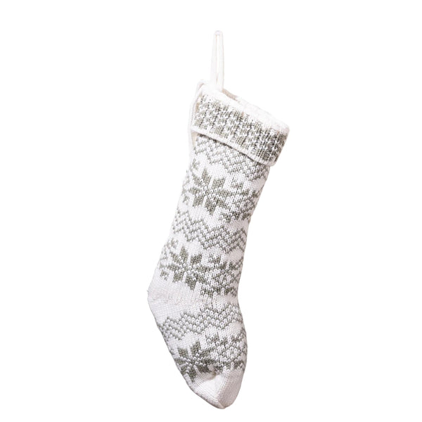 Christmas Knitted Stocking With Snowflake Design Seasonal Decorations