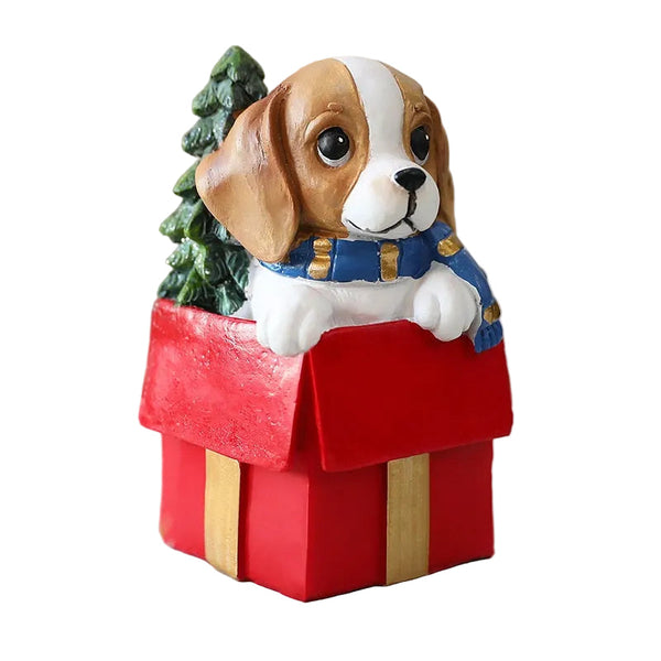 St. Yuan New Diy Scene Decoration Dog Gift Set Resin Ornament Christmas Window Display Wholesale Seasonal Decorations