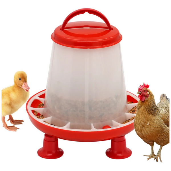 New 1.5Kg Chicken Duck Feeder Bucket With Leg Poultry Food Fountain Hen Lid Handle Feeding Watering Supplies Small Animal Supplies